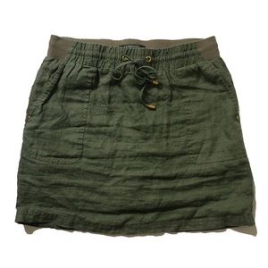 Ellen Tracy Company 100% Linen Olive Skirt Skort